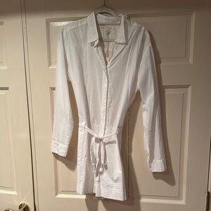 White Button-Up Shirt Dress